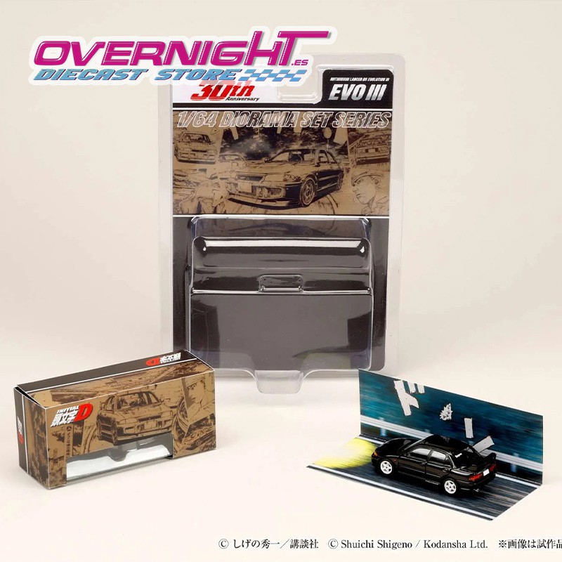 Hobby Japan Mitsubisi Lancer Evolution III - Initial D – negro -Escala 1/64 HJDMD004