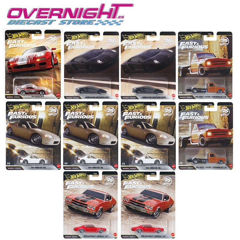 Hot Wheels Premium Fast and Furious 25th Mix P - Caja completa de 10 unidades HNW46-979P