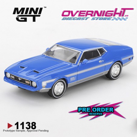 - PREORDER - Mini GT Mustang Mach 1 Grabber Blue 1971 Escala 1/64 MGT01138-L