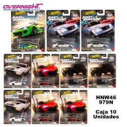 Hot Wheels Premium Fast and Furious 25th Mix N - Caja completa de 10 unidades HNW46-979P