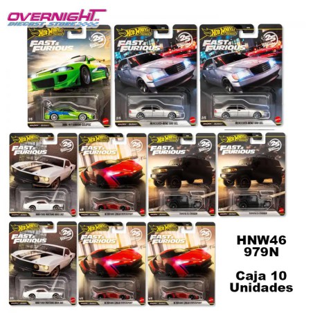 Hot Wheels Premium Fast and Furious 25th Mix N - Caja completa de 10 unidades HNW46-979P