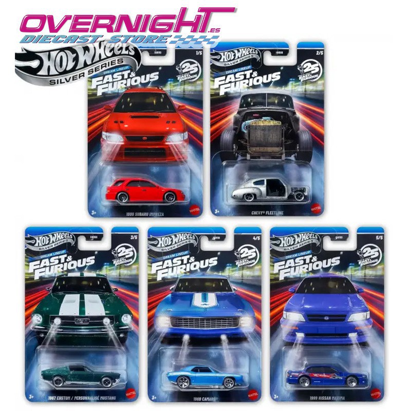 Hot Wheels Silver Series Fast and Furious 2025 pack 5 coches HNR88-979N Dream LineUp