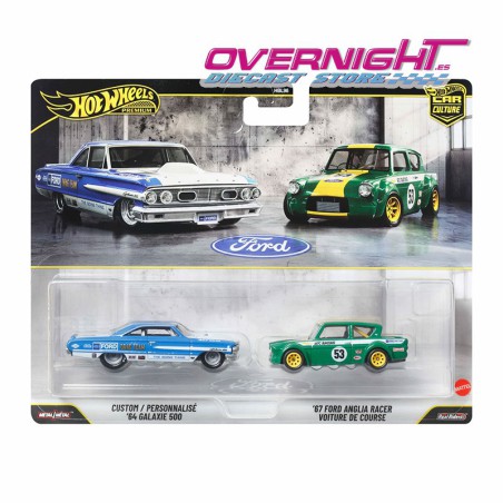 Hot Wheels Premium pack 2 Ford Anglia Racer y Custom 1964 Galaxie JHW50
