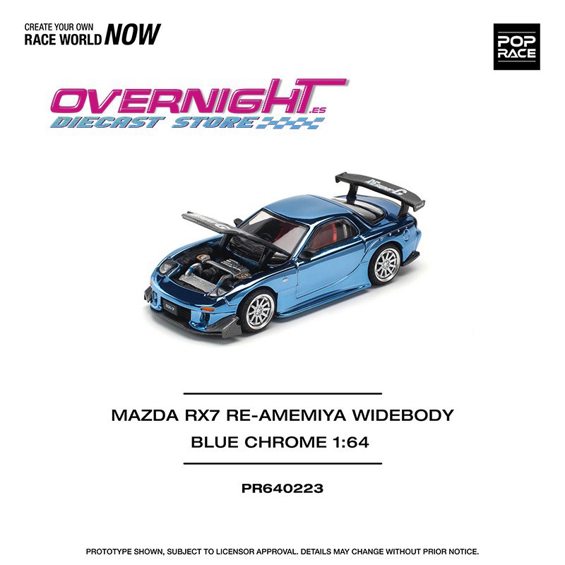 Pop Race Mazda Rx-7 (Fd3s) Re-Amemiya Widebody - Azul cromado - Escala 1/64 PR640223