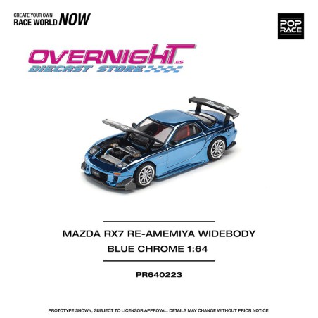 Pop Race Mazda Rx-7 (Fd3s) Re-Amemiya Widebody - Azul cromado - Escala 1/64 PR640223