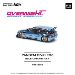 Pop Race Pandem Civic EG6 azul cromado - Escala 1/64 PR640206