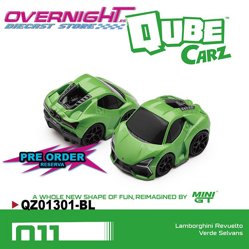 - PREORDER - Mini GT Qube Carz LAMBORGHINI REVUELTO VERDE SELVANS n11 Blister QZ01301-BL