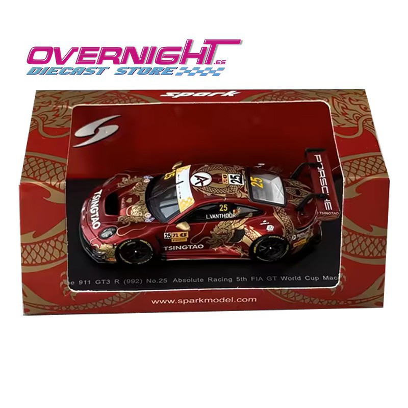 Spark Porsche 911 GT3 R (992) n25 Laurens Vanthoor FIA GT World Cup Macau - Miniatura escala 1/64 64S038
