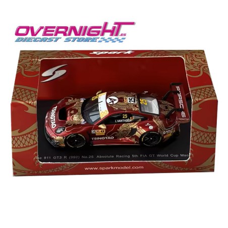 Spark Porsche 911 GT3 R (992) n25 Laurens Vanthoor FIA GT World Cup Macau - Miniatura escala 1/64 64S038