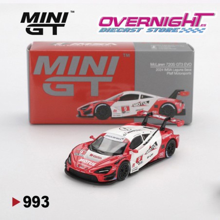 Mini GT Mclaren 720s Gt3 Evo Pfaff Motorsports n9 Laguna Seca 2024 - escala 1/64 MGT00993-L