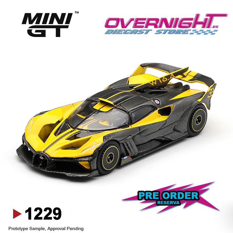 - PREORDER - Mini GT Bugatti Bolide amarillo Escala 1/64 MGT01229-L