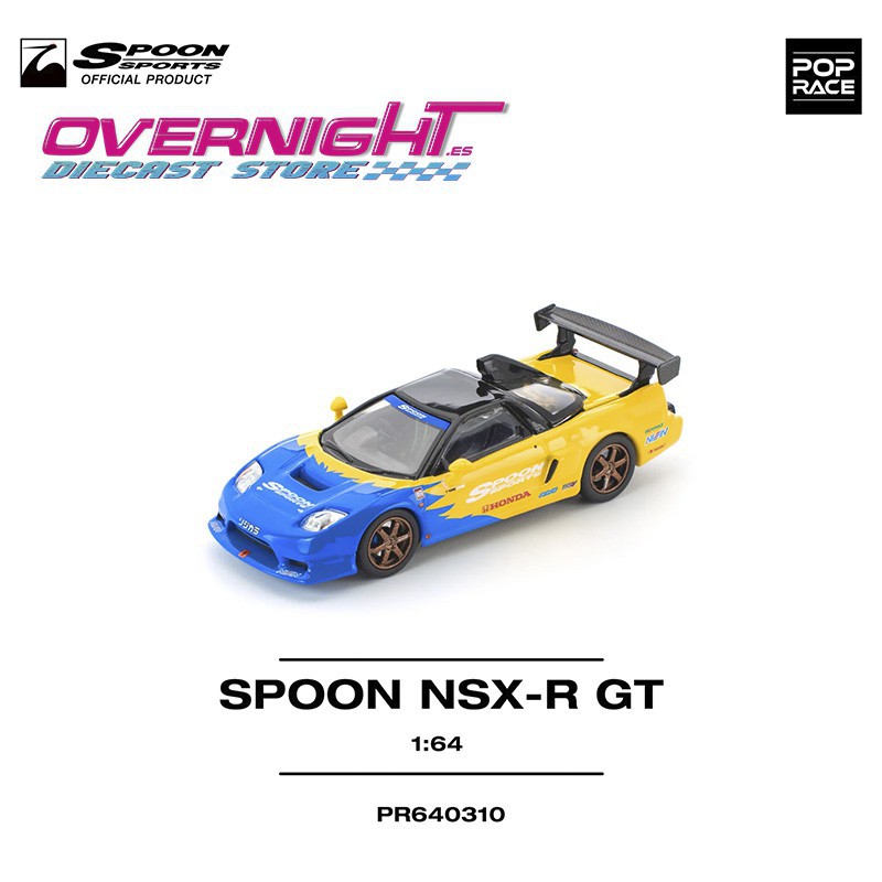 Pop Race Spoon NSX-R GT Spoon Amarillo y azul Escala 1/64 PR640310