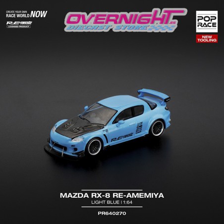 Pop Race Mazda RX-8 Re-Amemiya Light Blue Escala 1/64 PR640270