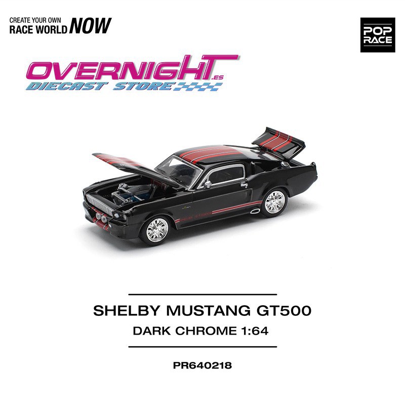 Pop Race Shelby Mustang GT500 Dark Chrome y rojo Escala 1/64 PR640218