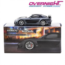 Tarmac Works Mazda RX-7 Veilside Fortune7 Gris metálico y negro Escala 1/64 TC-T64G-075-GY