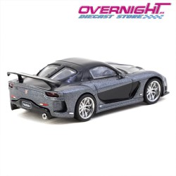 Tarmac Works Mazda RX-7 Veilside Fortune7 Gris metálico y negro Escala 1/64 TC-T64G-075-GY