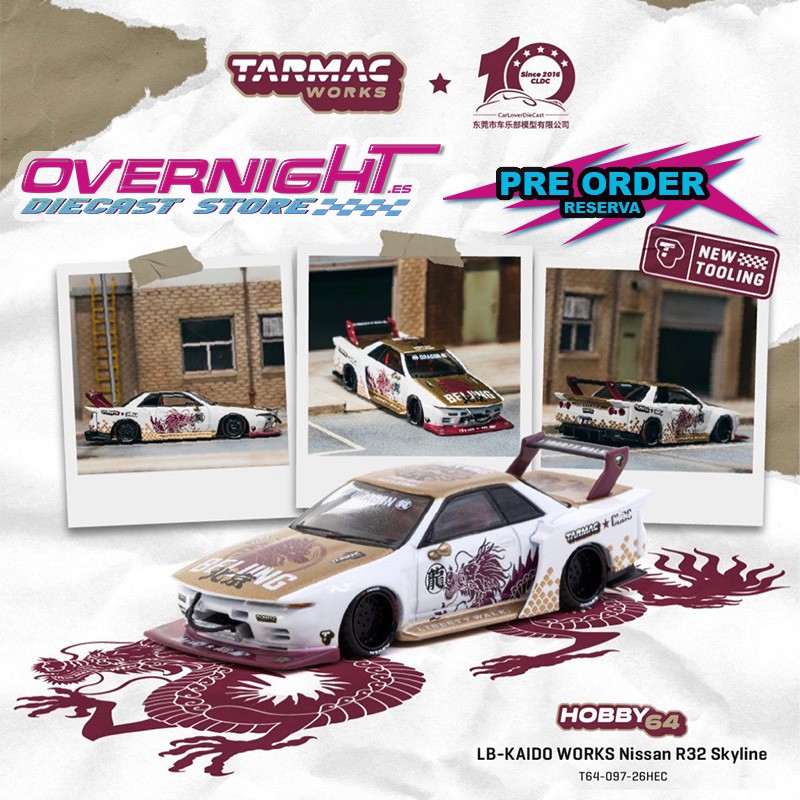 - PREORDER - Tarmac Works LB-KAIDO WORKS Nissan Skyline R32 GT-R CLDC Special Beijing Edition HEC - 1/64 T64-097-26HEC