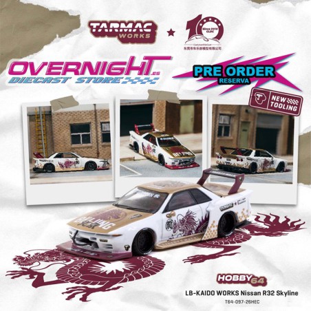- PREORDER - Tarmac Works LB-KAIDO WORKS Nissan Skyline R32 GT-R CLDC Special Beijing Edition HEC - 1/64 T64-097-26HEC