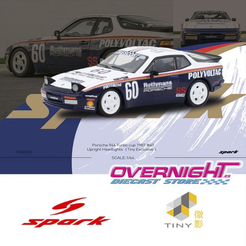 Spark Porsche 944 Turbo Cup n60 1987 Faros levantados Escala 1/64 TinyYO64036B