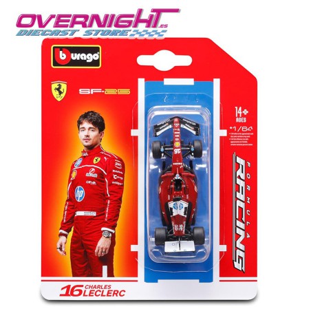 Bburago Ferrari F1 SF-25 Scuderia Ferrari HP n16 2025 Charles Leclerc - Escala 1/64 18-56801-L