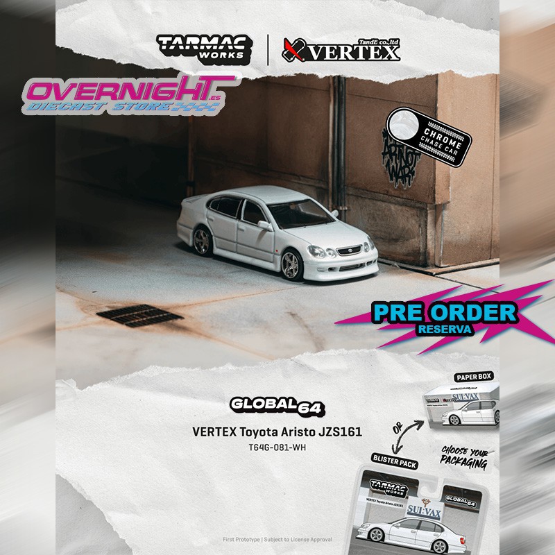 - PREORDER - Tarmac Works Toyota Aristo Jzs161 V300 Vertex White 1999 Escala 1/64 T64G-081-WH