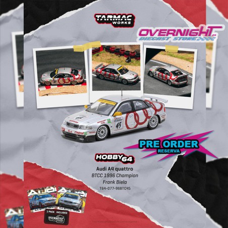 - PREORDER - Tarmac Works Audi A4 Quattro Frank Biela Btcc Champion 1996 - Escala 1/64 T64-077-96BTC45