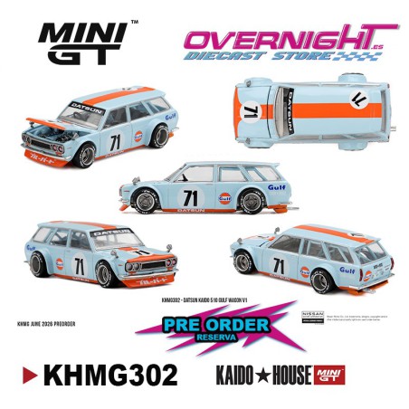 - PREORDER - Mini GT Kaido House Datsun 510 Gulf Wagon V1 1969 - Escala 1/64 - KHMG302