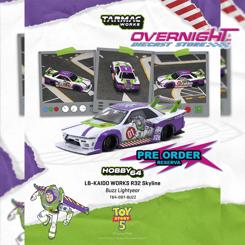 - PREORDER - Tarmac Works LB-Kaido Works R32 Skyline Buzz Lightyear - Exclusivo Comic Con HK 2026 - Escala 1/64 T64-097-BUZZ