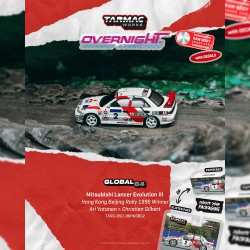 - PREORDER - Tarmac Works Mitsubishi Lancer EVO III Ari Vatanen HK Beijing Rally Winner 1996 - Escala 1/64 T64G-050-96HKBR02