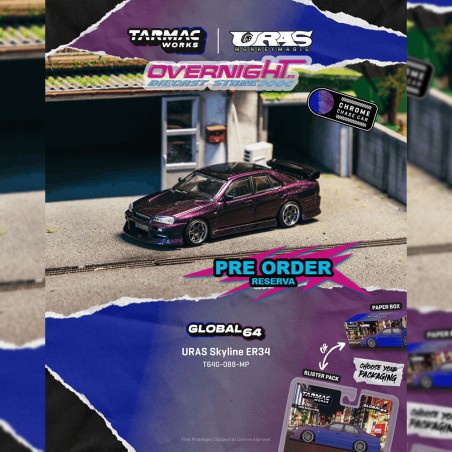 - PREORDER - Tarmac Works Nissan Skyline GTR (ER34) Uras Midnight Purple 2025 - Escala 1/64 T64G-088-MP