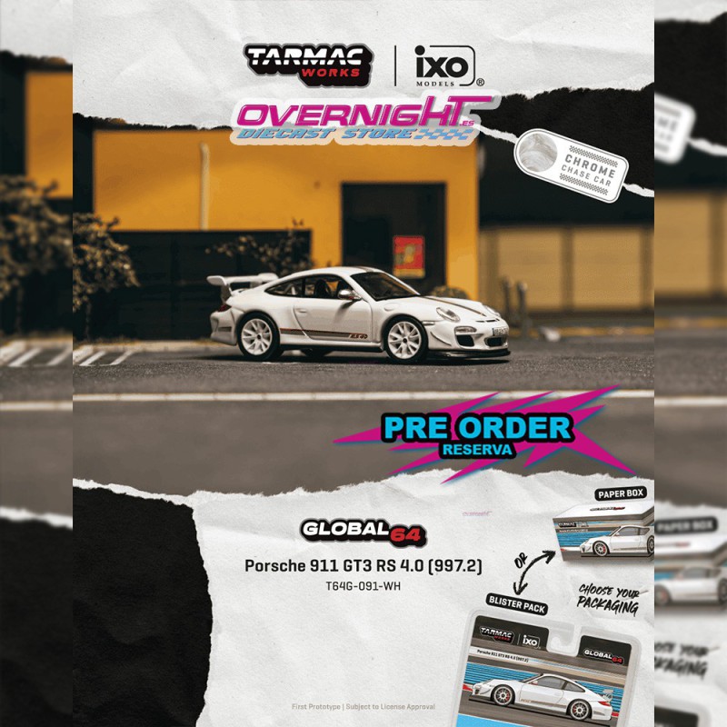- PREORDER - Tarmac Works Porsche 991 (997) GT3 RS Blanco 2025 - Escala 1/64 T64G-091-WH