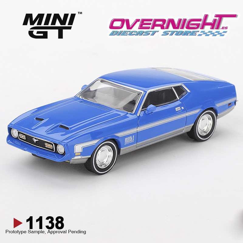 Mini GT Mustang Mach 1 Grabber Blue 1971 Escala 1/64 MGT01138-L