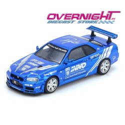 Inno64 Nissan Skyline Gt-R R34 DPLS x Inno64 Azul cromado TMCS 2025 Event Edition Escala 1/64 IN64-DPLS-R34-TMCS25