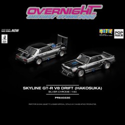 Pop Race Skyline Gt-R V8 Drift (Hakosuka) Silver Chrome Hong Kong Toycar Salon 2025 Escala 1/64 PR640330
