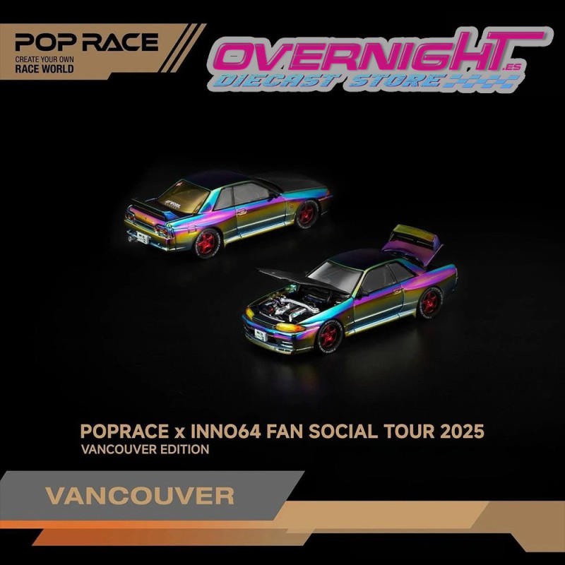 Pop Race Skyline GT-R R32 Magic Chrome Vancouver Edition Escala 1/64 PR640424