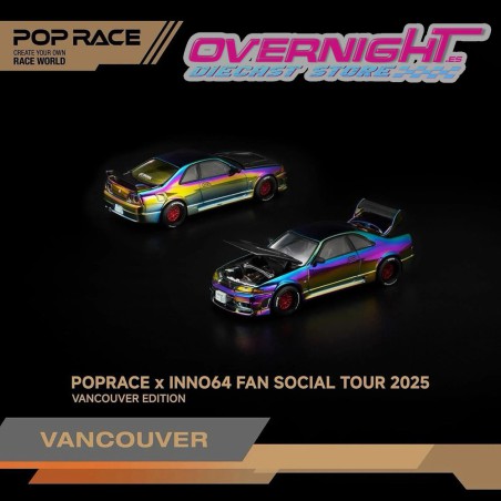 Pop Race Skyline GT-R R33 Magic Chrome Vancouver Edition Escala 1/64 PR640425
