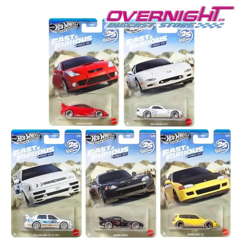 Hot Wheels Silver Series Fast and Furious 2026 25th pack 5 coches HNR88-979P Race Off Escala 1/64 HNR88-979P