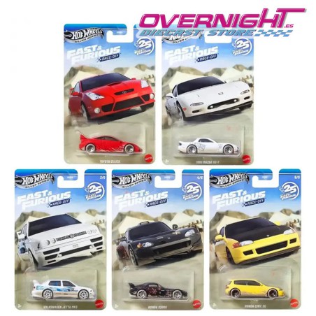 Hot Wheels Silver Series Fast and Furious 2026 25th pack 5 coches HNR88-979P Race Off Escala 1/64 HNR88-979P