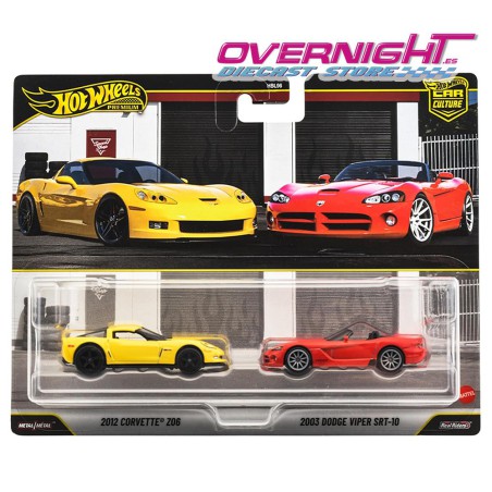 Hot Wheels Premium Pack 2 Dodge Viper SRT-10 y Corvette Z06 Escala 1/64 JHW54