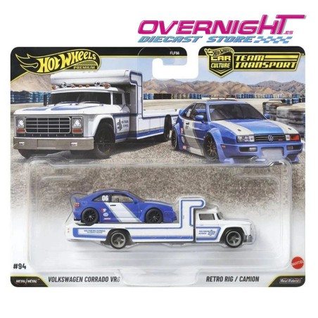Hot Wheels Premium Team Transport Volkswagen Corrado VR6 y Retro Rig  Escala 1/64 JHX95