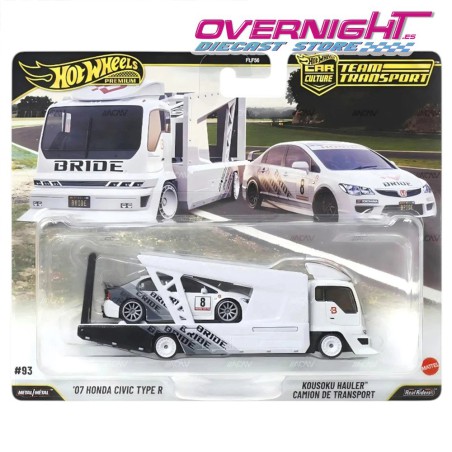Hot Wheels Premium Team Transport 07 Honda Civic Type R y Kousoku Hauler  Escala 1/64 JHX94