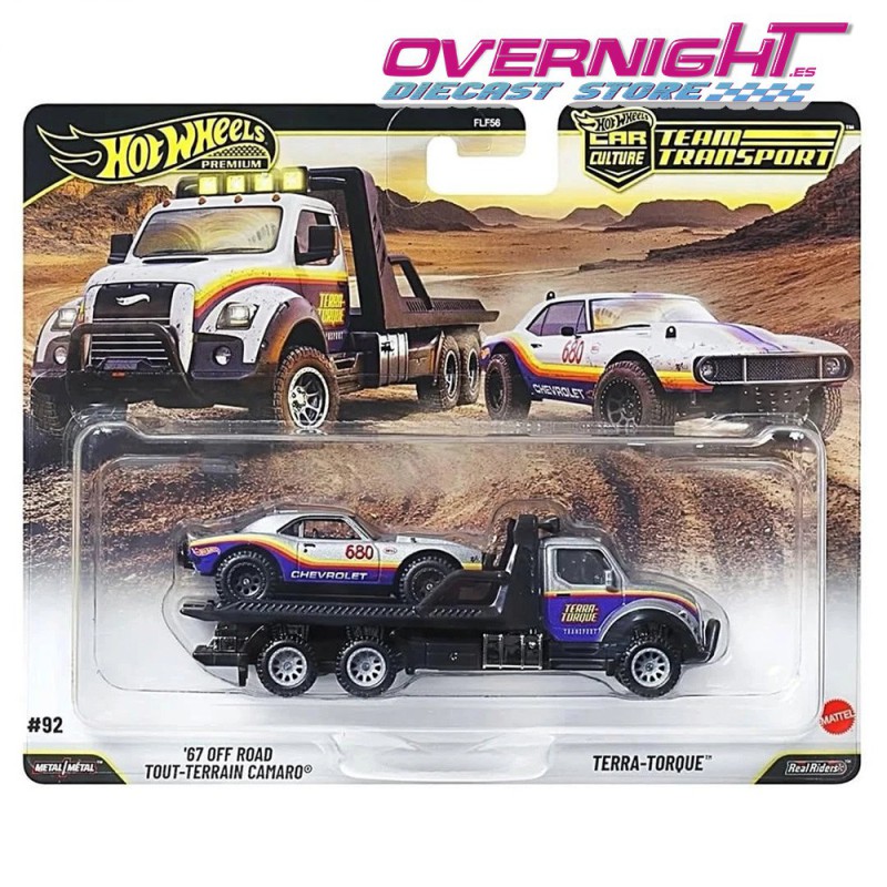 Hot Wheels Premium Team Transport Off Road Camaro y Terra-Torque Escala 1/64 JHX93