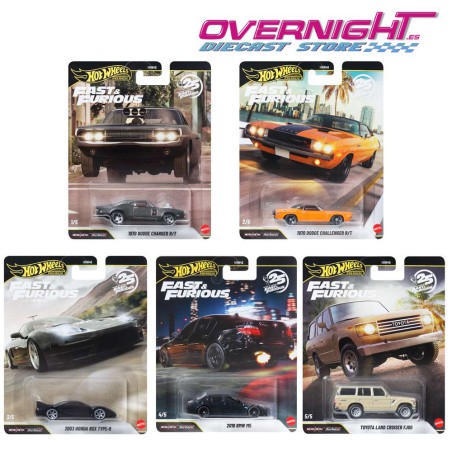 Hot Wheels  Premium Fast and Furious 25th Mix Q - pack de 5 -Charger Spectraflame Escala 1/64 HNW46-979Q-5