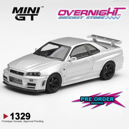 - PREORDER - Mini GT Nissan Skyline GT-R (R34) Z-Tune Silver Metallic 1999 - Escala 1/64 MGT01329-L