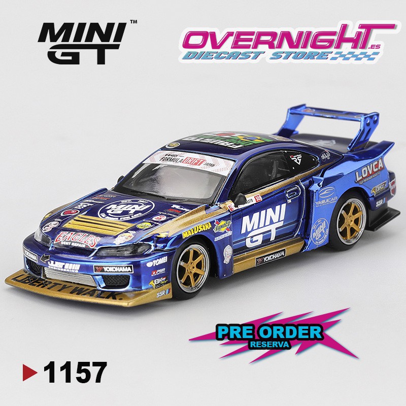 Mini GT Nissan Silvia S15 Lb-Super Silhouette N555 Team Liberty Walk Formula Drift 2025 Escala 1/64 MGT01157-R