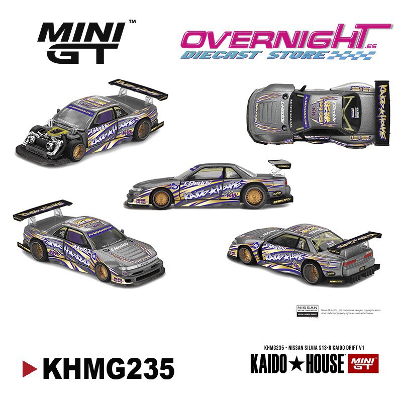 Mini GT Kaido House Nissan Silvia S13-R Kaido Drift V1 Escala 1/64 KHMG235