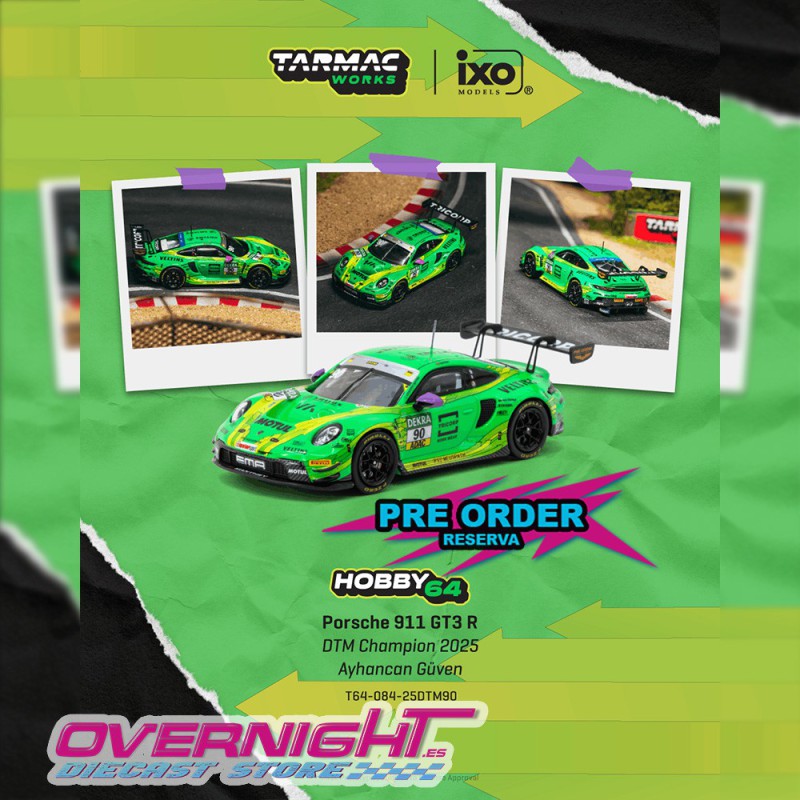 - PREORDER - Tarmac Works Porsche 911 (992) GT3 R Ayhancan Güven Dtm Champion 2025 - Escala 1/64 T64-084-25DTM90