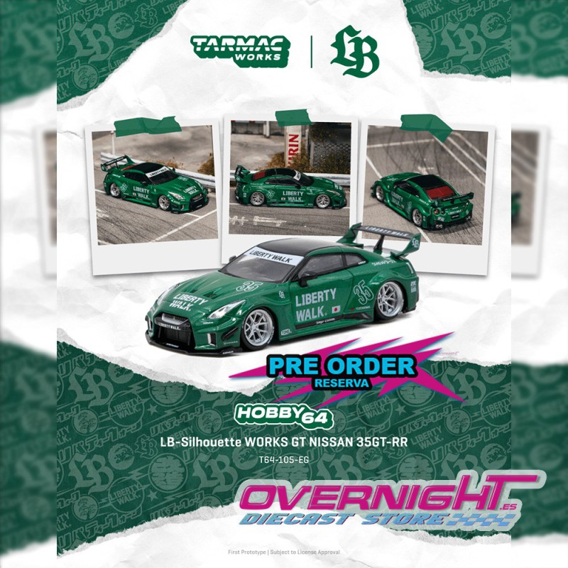 - PREORDER - Tarmac Works Nissan GT-R (R35) Lb Super Silhouette Emerald Green 2026 - Escala 1/64 T64-105-EG