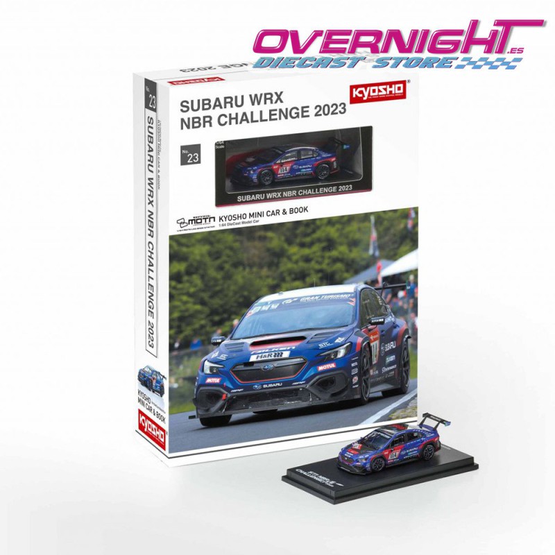 Kyosho MOTN Subaru WRX STI NBR 2023 - con LED y libro en inglés - Escala 1/64 07129N23E