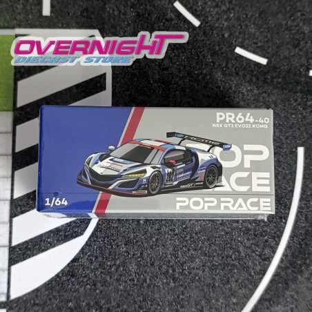 Honda Nsx Gt3 Evo22 Kcmg, White/Blue/Black - Pop Race escala 1/64